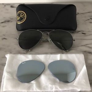 Ray Ban Gunmetal Aviator w/extra Polarized Lenses